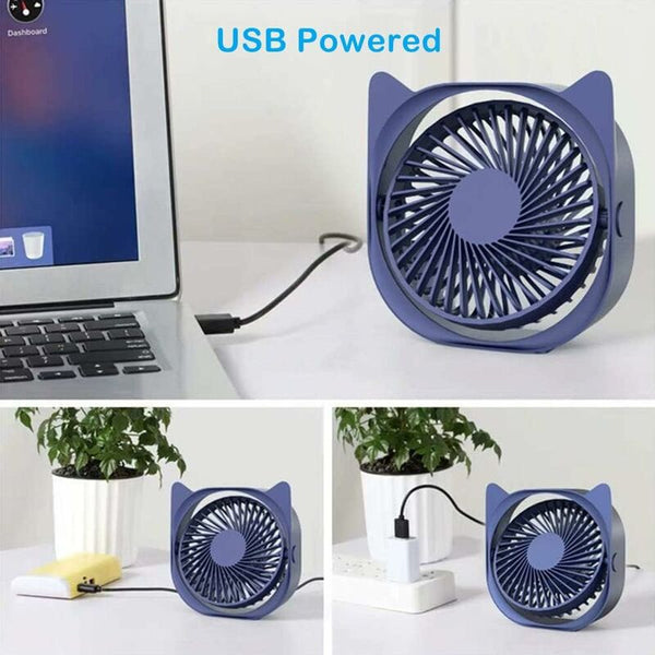 Personal Desk Fans Small Quiet 3 Wind Speeds Portable Table Fast Cooling For Office Dorm Room (Blue) Portable Fans