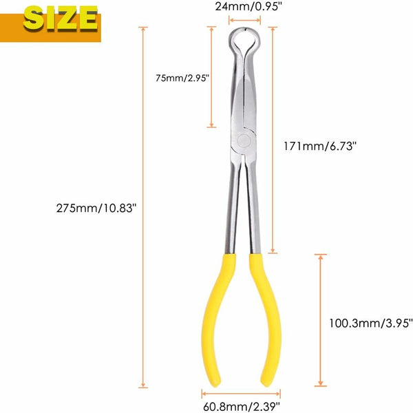 Long Reach Pipe Grip 11 Inch Ring Nose 3/5 Diameter Offset Spark Plug Boot Removal Pliers