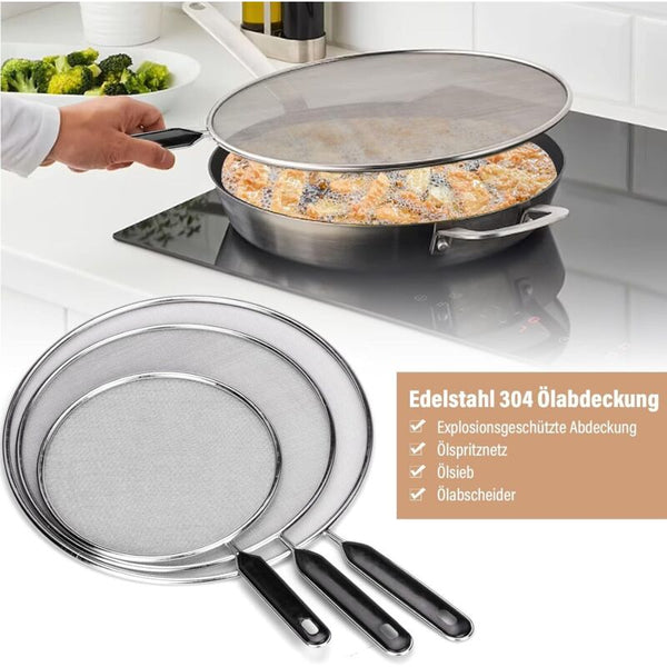 3 Pieces Splash Guard Stainless Steel Cover With Handle Kitchen 25Cm 29Cm 33Cm Kitchen Splashbacks