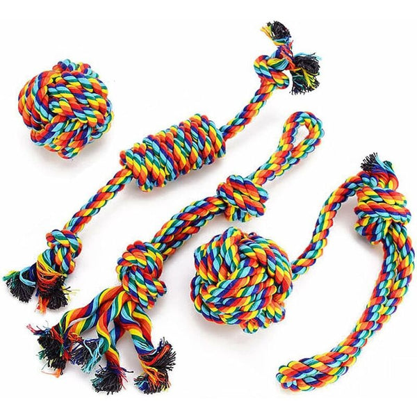 4 Piece Dog Rope Toy Set For Small & Medium Dogs Dental Health Play Dog Toys