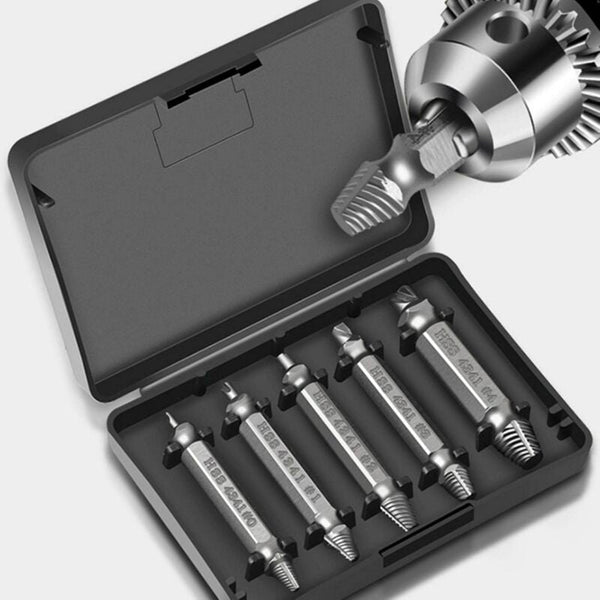 5 Pcs Professional Screw Extractor Set Damaged High Speed Steel For Defective Screws Bolts And Screwdrivers & Nutdrivers