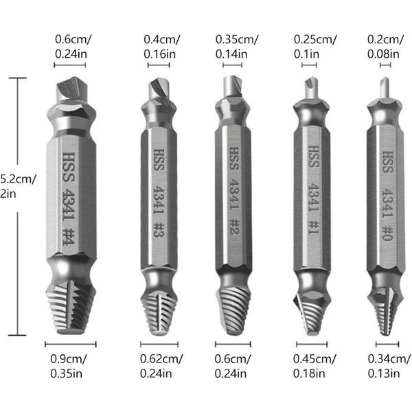 5 Pcs Professional Screw Extractor Set Damaged High Speed Steel For Defective Screws Bolts And Screwdrivers & Nutdrivers