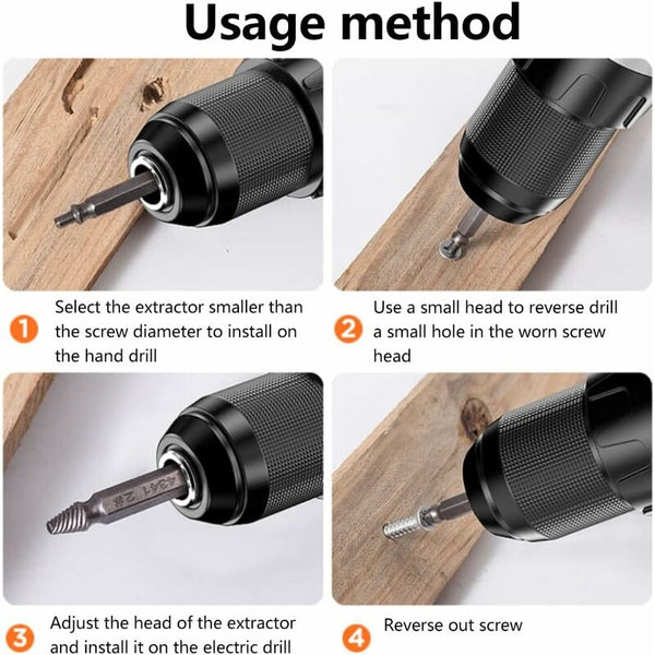 5 Pcs Professional Screw Extractor Set Damaged High Speed Steel For Defective Screws Bolts And Screwdrivers & Nutdrivers
