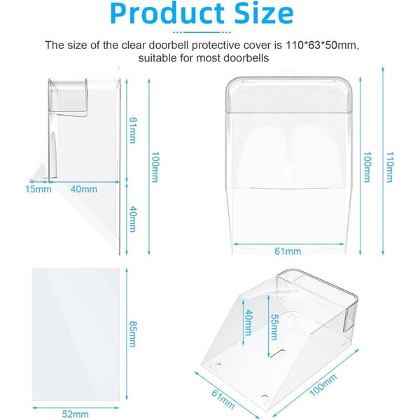 Transparent Protective Cover For Outdoor Doorbel Waterproof Wireless Wall Mount 11 X 6 5 Cm Smart Doorbell Parts