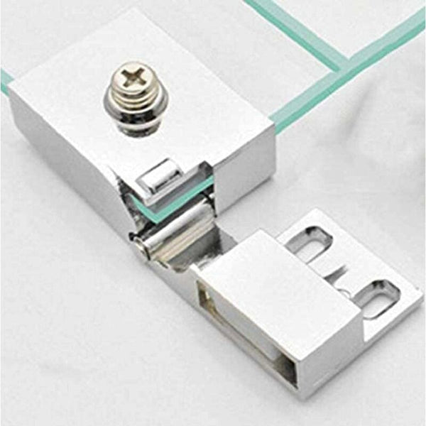 Pair / Frameless Glass Door Hinge Wine Cabinet Showcase Side Mounted Embedded (Silver) Door Hinges