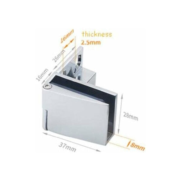Pair / Frameless Glass Door Hinge Wine Cabinet Showcase Side Mounted Embedded (Silver) Door Hinges