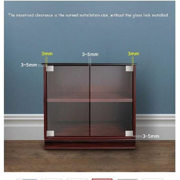 Pair / Frameless Glass Door Hinge Wine Cabinet Showcase Side Mounted Embedded (Silver) Door Hinges