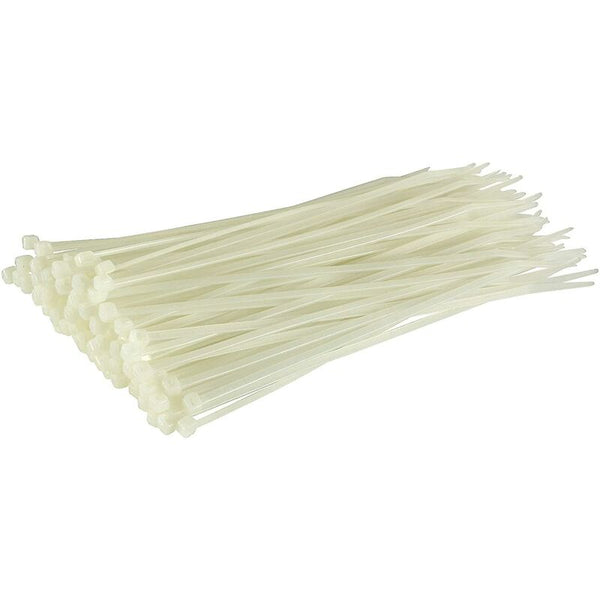 100 Pack Cable Ties White/Natural 300Mm X 3.6Mm Premium Quality Plastic Cable Cleats Clamps & Ties