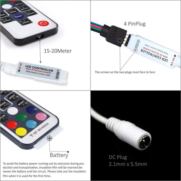 Ultrabright 17 Keys Rf Remote Control Wireless Controller 5V/12V/24V 12A Mini For Rgb Led Strip Smart Light Strips