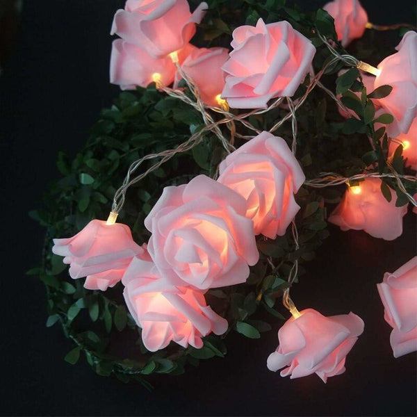 Battery Operated Led Pink Flowers Pattern Diameter 6Cm Pe (Polyethylene). 3M 20Led String Lights