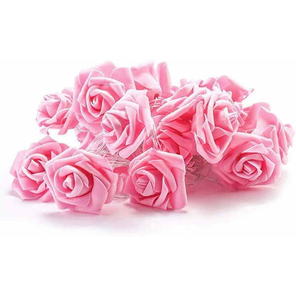 Battery Operated Led Pink Flowers Pattern Diameter 6Cm Pe (Polyethylene). 3M 20Led String Lights
