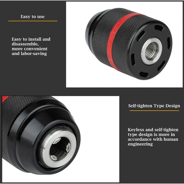 Keyless Drill Chuck Cordless 1/2 20Unf 13Mm Mount Hand Self Tightening Drill Chucks