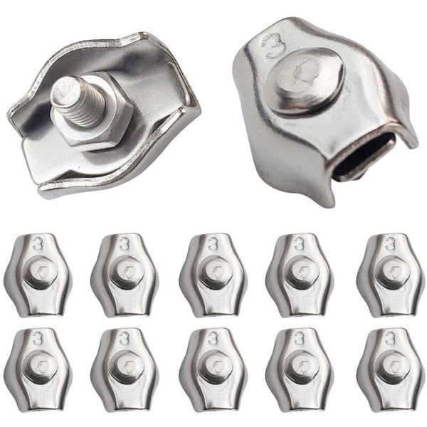 20 Pcs Wire Rope Clips Steel Cable Clamp M3 For 1.5Mm 3Mm Stainless Cable Cleats Clamps & Ties