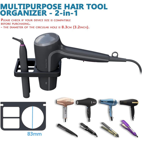 Hair Dryer & Straightener Holders Universal Wall Mount Organizer Accessories Hair Dryers