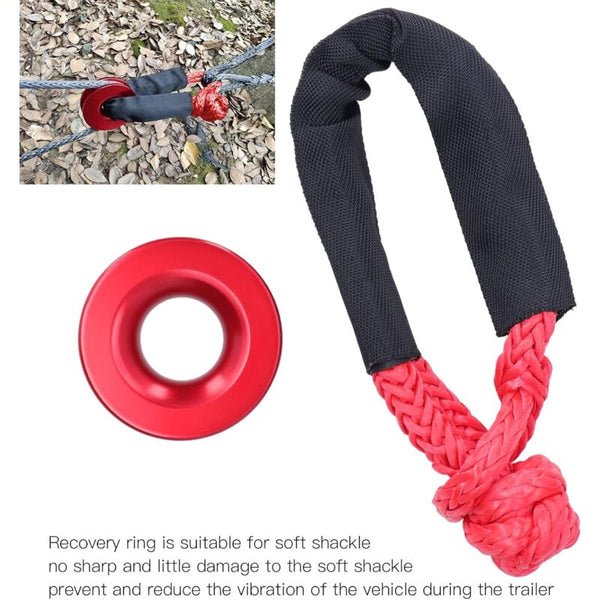 Recovery Ring Set Safe Synthetic Soft Shackle Rope High Strength Anti Rust For Atv Truck Car(Red) Recovery Tracks