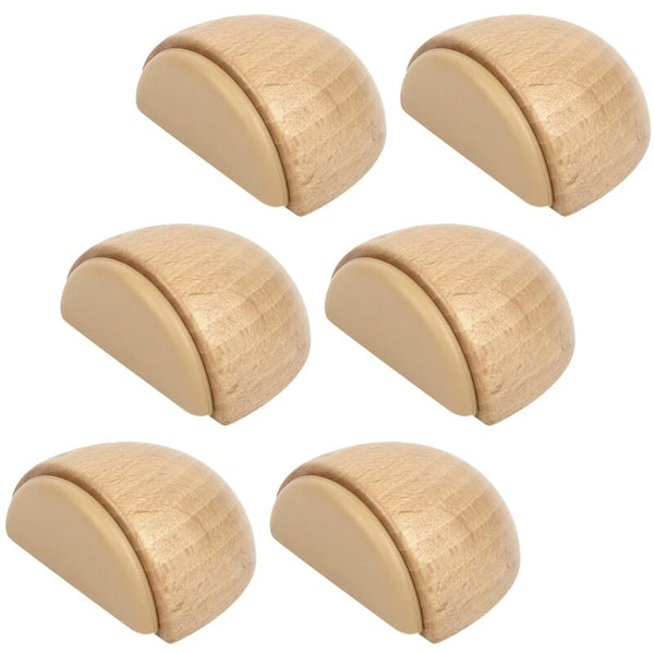 6 Pack Natural Beech Adhesive For All Smooth Floors Door Stops
