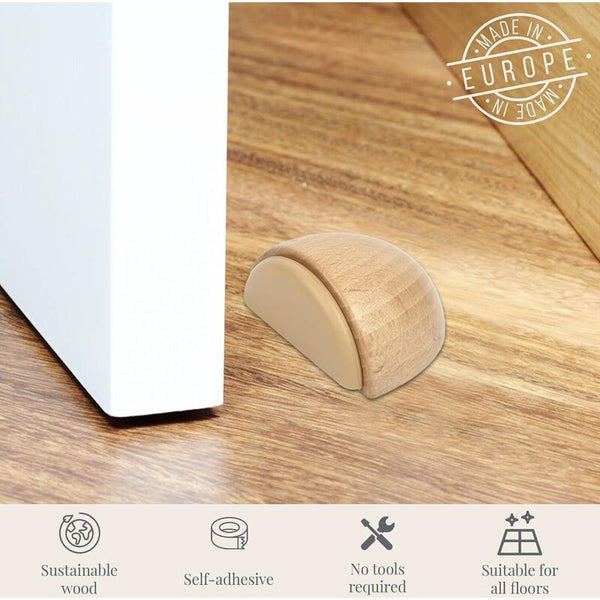 6 Pack Natural Beech Adhesive For All Smooth Floors Door Stops