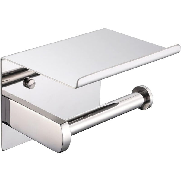 Toilet Paper Holder Sus 304 Stainless Steel Polished Chrome Modern With Phone Shelf Bathroom Toilet Paper Holders & Storage