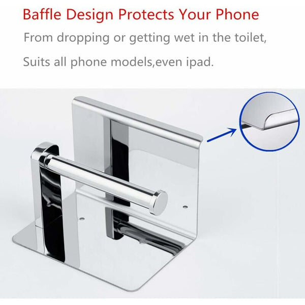 Toilet Paper Holder Sus 304 Stainless Steel Polished Chrome Modern With Phone Shelf Bathroom Toilet Paper Holders & Storage