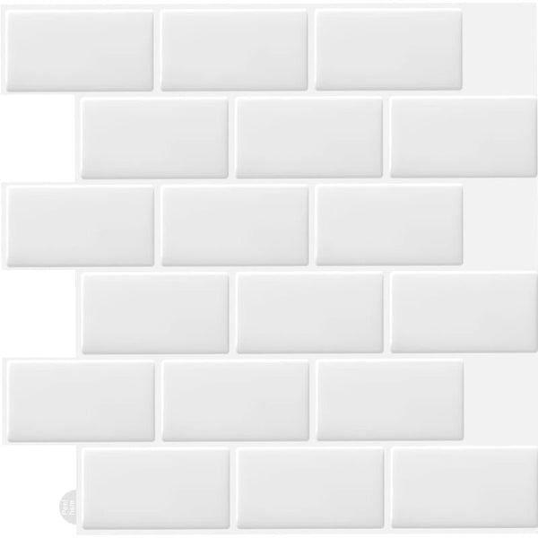 10 Pcs White 3D Wall Tile Sticker Kitchen Bathroom (30.5X 30.5Cm) Wall Stickers