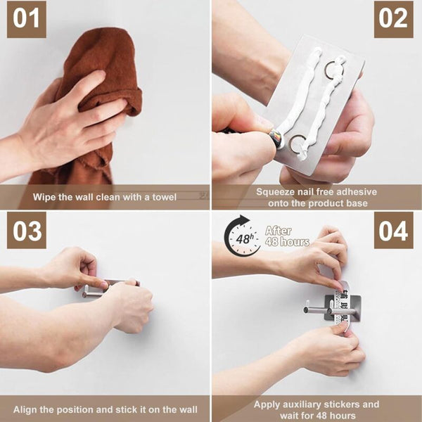 Universal Hair Dryer Holder Stainless Steel No Drilling Wall Mount Stick On Hair Dryers