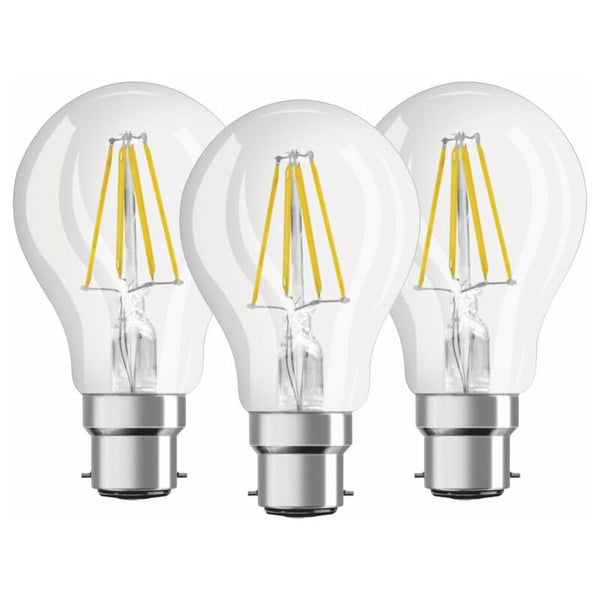 3 Pack B22 Led Filament Bulbs 6W (60W Equivalent) Warm White 2700K Light Bulbs
