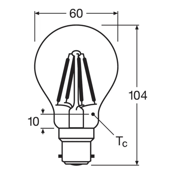 3 Pack B22 Led Filament Bulbs 6W (60W Equivalent) Warm White 2700K Light Bulbs