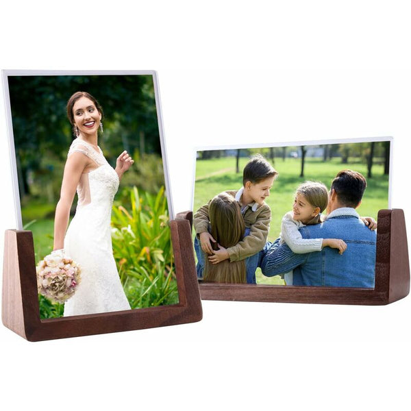 6 Inch 2 Pcs Set Wooden And Acrylic Glass Picture For Tabletop Home Decor Photo Frames