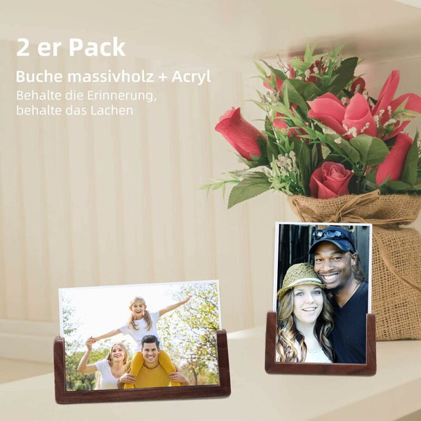 6 Inch 2 Pcs Set Wooden And Acrylic Glass Picture For Tabletop Home Decor Photo Frames