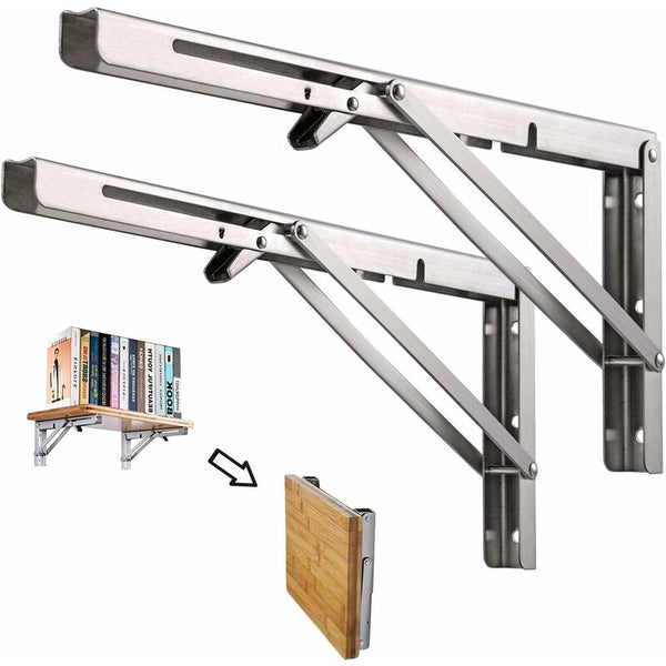 250Mm Folding Wall Shelf Pcs Stainless Steel Bracket Garage Support Frame Heavy Duty For Braces & Brackets