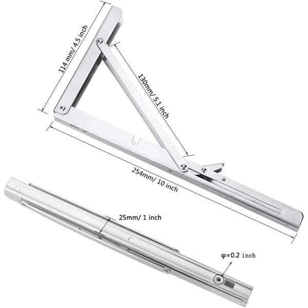 250Mm Folding Wall Shelf Pcs Stainless Steel Bracket Garage Support Frame Heavy Duty For Braces & Brackets