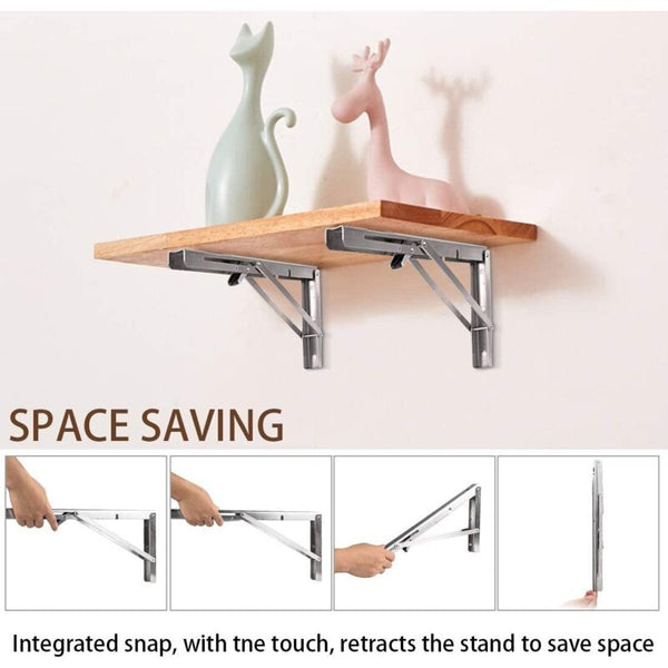 250Mm Folding Wall Shelf Pcs Stainless Steel Bracket Garage Support Frame Heavy Duty For Braces & Brackets