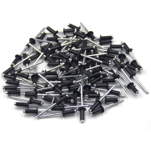 100 Pcs 4.8 X 12Mm Aluminum Blind Rivets Open End Pop Pack Of (Black) Solid Rivets