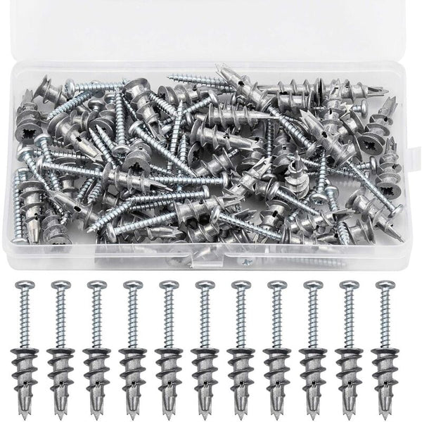 100Pcs Zinc Alloy Expansion Screw Set Combination 50Pcs Screws And Anchors Metal Self Drilling Screws & Bolts