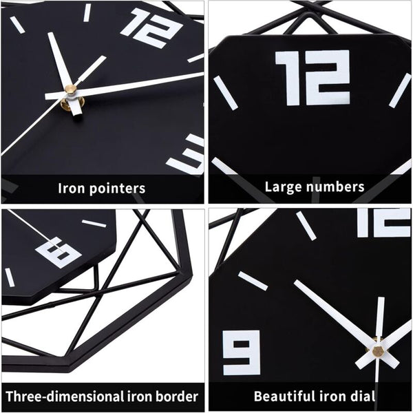 Wall Clock Wood Metal 30Cm Silent Non Ticking Living Room Bedroom Kitchen Office Large Modern Wall Clocks