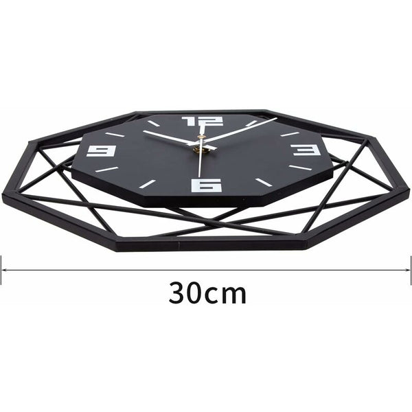Wall Clock Wood Metal 30Cm Silent Non Ticking Living Room Bedroom Kitchen Office Large Modern Wall Clocks