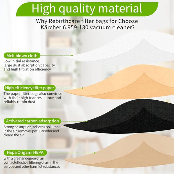 20 Pack Upright Paper Filter For Karcher 6.959 130.0 Vacuum Cleaner Bags