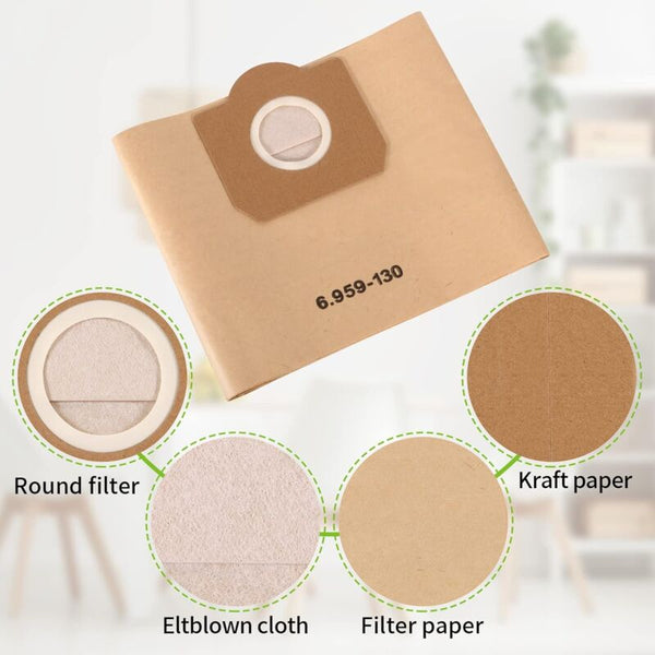 20 Pack Upright Paper Filter For Karcher 6.959 130.0 Vacuum Cleaner Bags