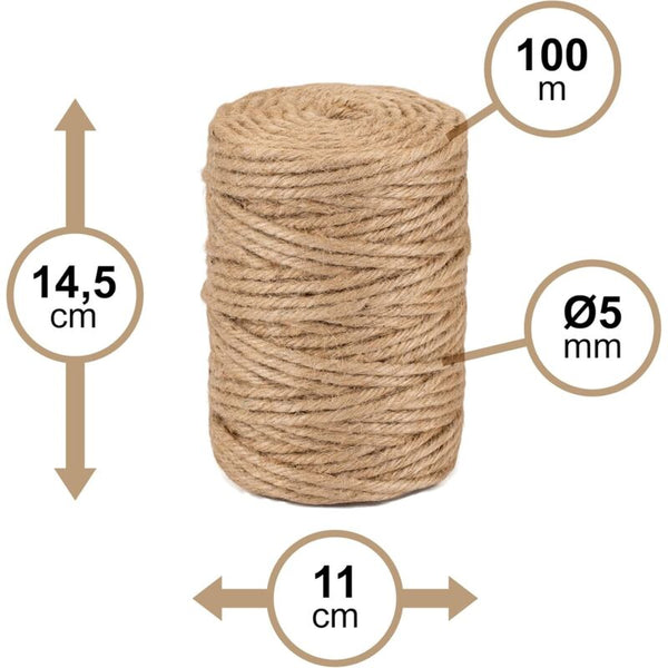 Natural Jute Twine 5Mm 100 La Cordeline Cjn33 Jewellery Cord & Wire