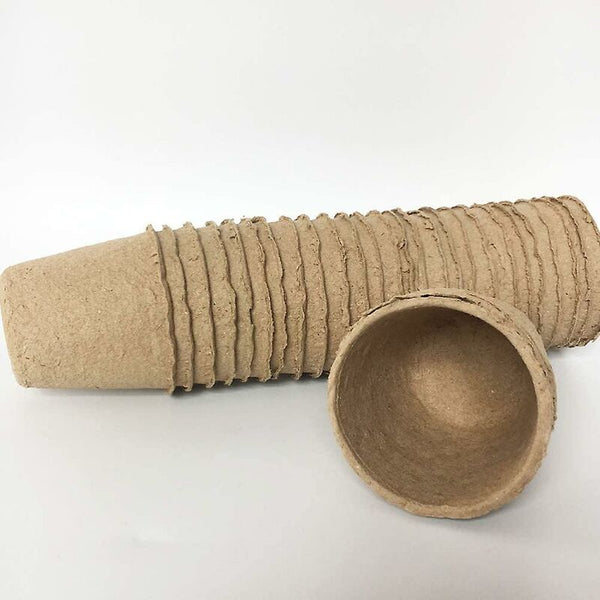 50 Pack Round Fiber Pot 6X6cm Seedling Starter Pots Kits Gardening For Seeds Plants Baskets Pots Window Boxes