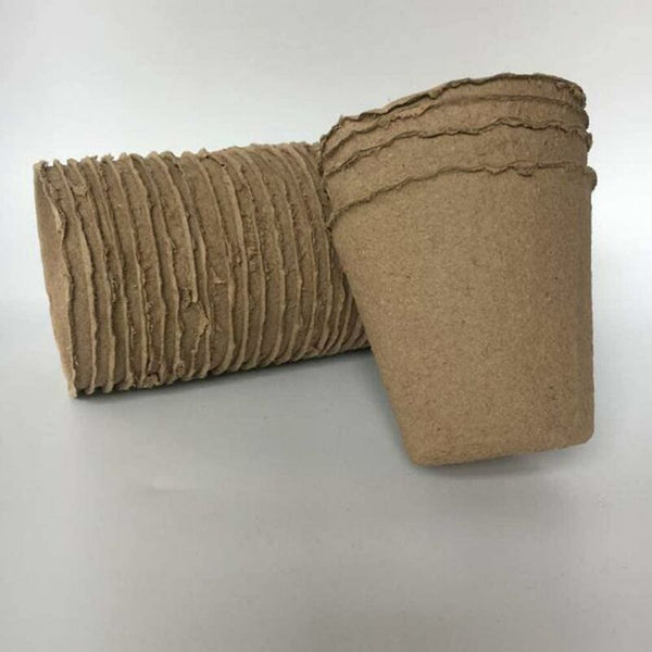 50 Pack Round Fiber Pot 6X6cm Seedling Starter Pots Kits Gardening For Seeds Plants Baskets Pots Window Boxes