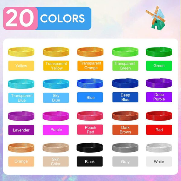 3D Pla Filament Refill 1.75Mm 20 Colors Each Suitable For Kids And Adults Pen Accessory 3D Printer Parts