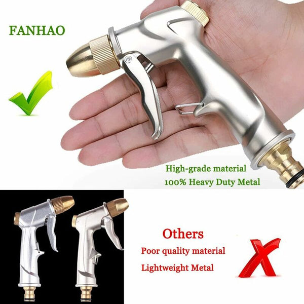 Garden Hose Spray Gun With Full Brass Nozzle 100% Metal Heavy Duty Water High Pressure For Watering Spray Guns Hose Nozzles & Wands