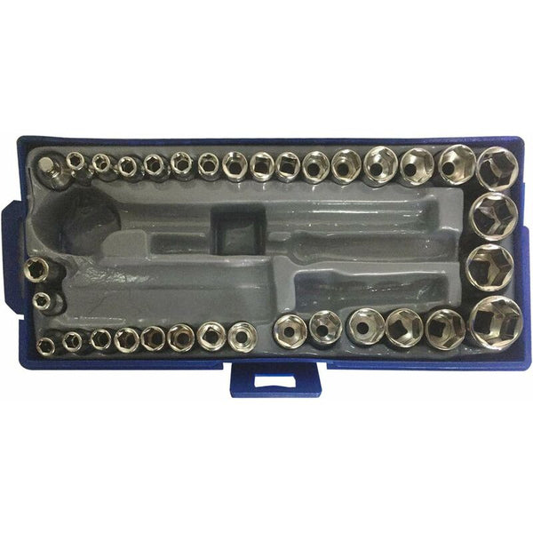 50 Pcs 1/4" 3/8" Socket Wrench Set With Reversible Ratchet Handle Drive 12 Hexagon Screw Bits Case Wrench Sets