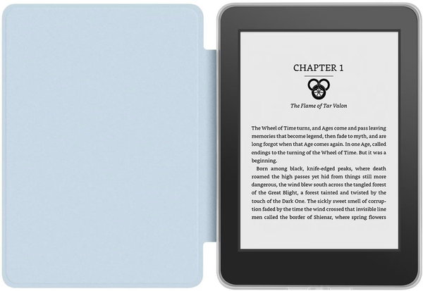 360A Rotating & Detachable Magnetic Case For 7" Kindle Paperwhite 12Th Generation (2024) Auto Wake/Sleep Hands Free Stand Clear Back Cover(Light Blue)
