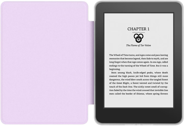 360A Rotating & Detachable Magnetic Case For 7" Kindle Paperwhite 12Th Generation (2024) Auto Wake/Sleep Hands Free Stand Clear Back Cover (Light Purp
