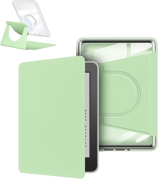 360A Rotating & Detachable Magnetic Case For 6.8" Kindle Paperwhite 11Th Generation (2021) Auto Wake/Sleep Hands Free Stand Clear Back Cover (Light Gr