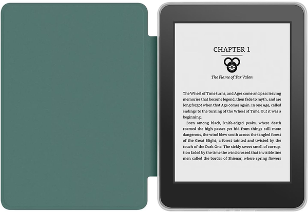 360A Rotating & Detachable Magnetic Case For 7" Kindle Paperwhite 12Th Generation (2024) Auto Wake/Sleep Hands Free Stand Clear Back Cover (Dark Green