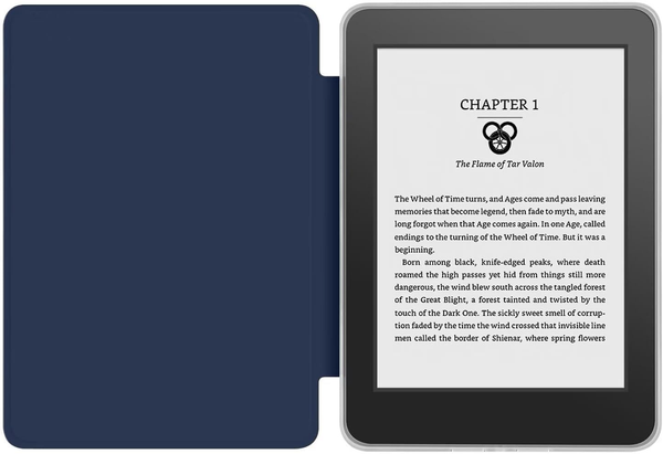 360A Rotating & Detachable Magnetic Case For 7" Kindle Paperwhite 12Th Generation (2024) Auto Wake/Sleep Hands Free Stand Clear Back Cover (Dark Blue)