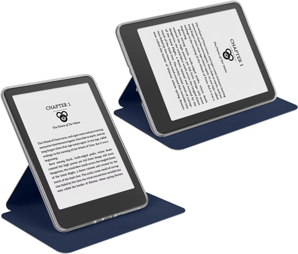 360A Rotating & Detachable Magnetic Case For 6.8" Kindle Paperwhite 11Th Generation (2021) Auto Wake/Sleep Hands Free Stand Clear Back Cover (Dark Blu